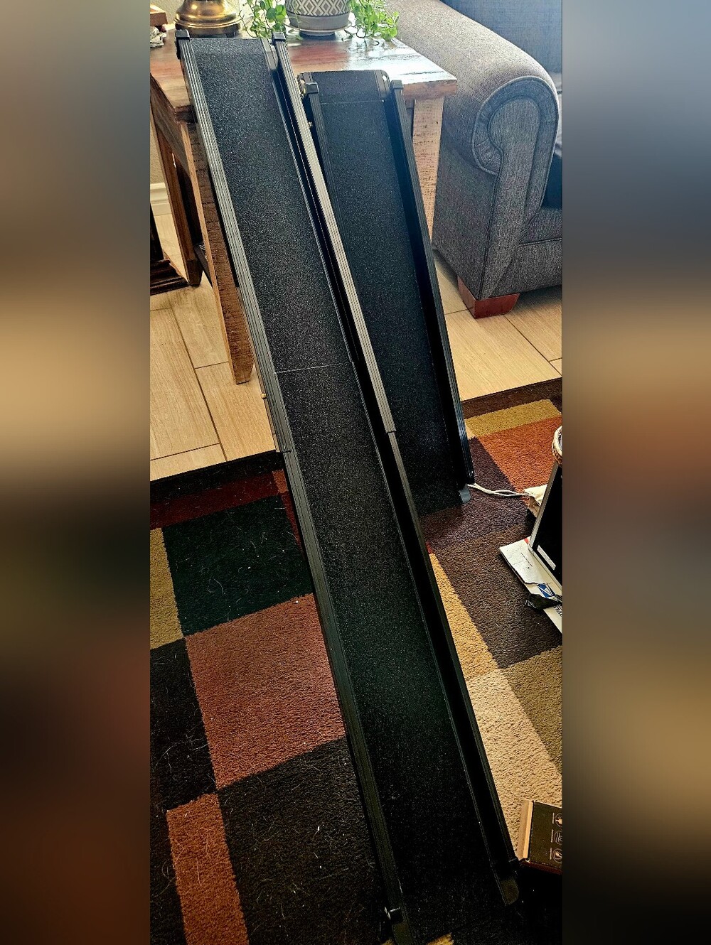 Adjustable Telescoping Wheelchair Track Ramp 3-5ft/6in. Collapsable Extension